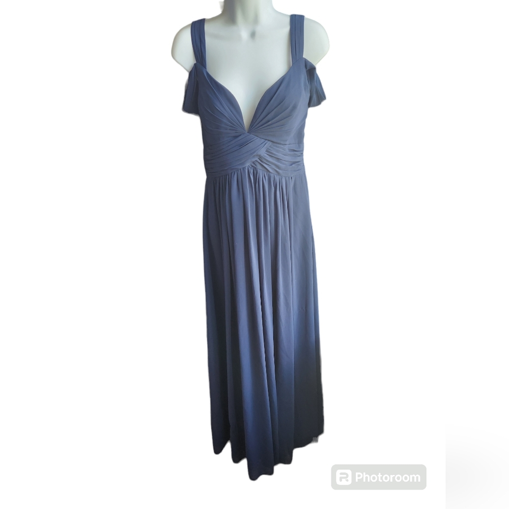 Bariano Australia Navy Blue Cold Shoulder Evening Gown Size M